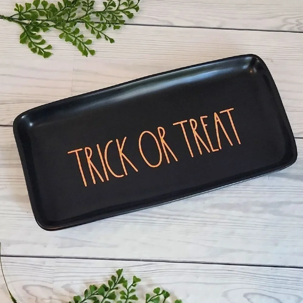 Rae Dunn Black Trick or Treat Serving Tray